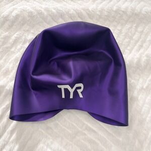 TYR Kids‎ Purple Silicone Swim Cap Long Hair Youth H107 C8Z Athletic Pool